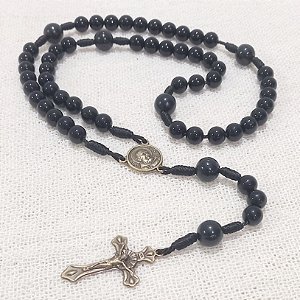 Terço São Padre Pio de Pietrelcina / Black 8mm