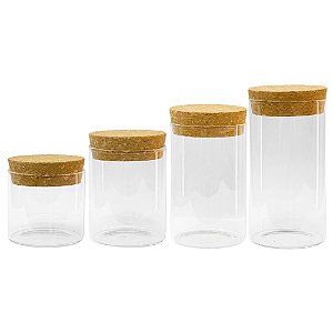 Pote de Vidro Hermético com Tampa de Rolha - Rizzo Import