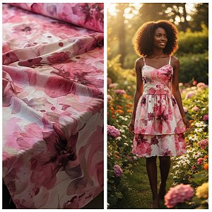 Malha Fluid Floral Estampado várias cores