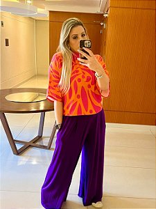 Blusa Cropped Estampada estilo Farm Tropical Colorida