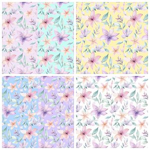 TECIDO TULE DE MALHA FLORIDO COM ELASTANO