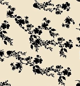 TECIDO CREPINHO JARDIM CLÁSSICO PRTEO & BEGE PARA CONFECÇÃO DE VESTIDOS, SAIAS, BLUSAS, ETC