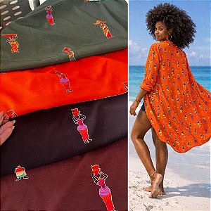 TECIDO CREPINHO AFRICANA TRIBAL ÉTNIA PARA CONFECÇÃO DE VESTIDOS, SAIAS, BLUSAS, ETC