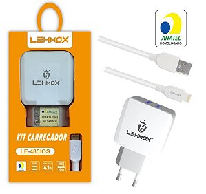 Carregador 2 USB + Cabo Lightning 1,2m LE-485 Lehmox