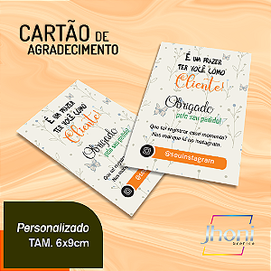 Cartão de Agradecimento 6x9cm Personalizado