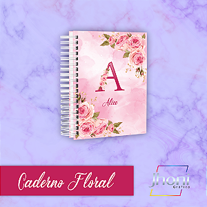 Caderno floral 15x21cm 96 folhas personalizado