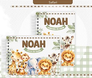 Kit Caderneta + Livro de bebê - Safari / Personalizado