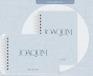 Kit Caderneta + Livro de bebê - Linho menino / Personalizado