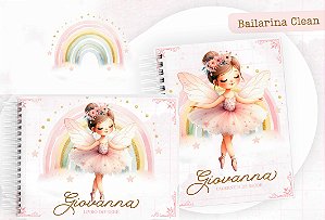 Kit Caderneta + Livro de bebê - Bailarina Clean/ Personalizado