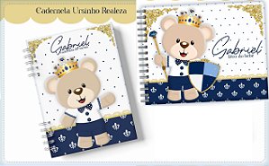 Kit Caderneta + Livro de bebê - Ursinho Realeza / Personalizado