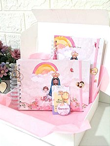 Kit Caderneta + Livro de bebê - N. S. Aparecida / Personalizado