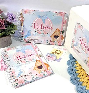 Kit Caderneta + Livro de bebê - Jardim / Personalizado