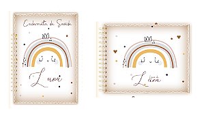 Kit Caderneta + Livro de bebê - Arco Iris Minimalista / Personalizado