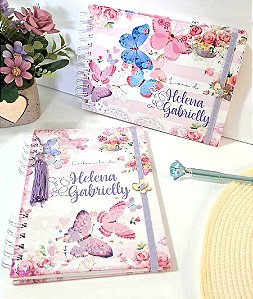 Kit Caderneta + Livro de bebê - Borboletas / Personalizado