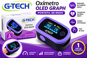 Oxímetro de Pulso Portátil G-Tech OLED Graph Digital de Dedo