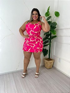 Macaquinho Plus Size Bengaline Com Cinto
