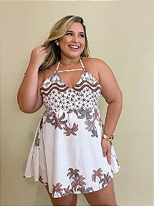 Macaquinho Plus Size Tecido Duna Amarração Único