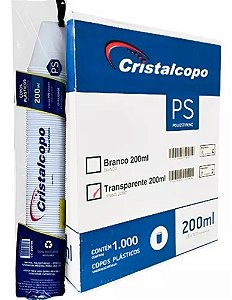 COPO DESCARTAVEL 200ML TRANSP. CX C/25 PCT CRISTALCOPO