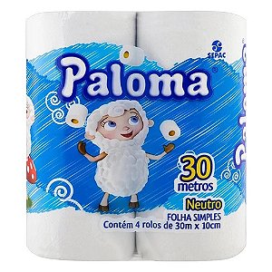 PAPEL HIGIENICO FOLHA SIMPLES 4X30M PALOMA REF.:39734