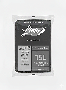 SACO P/LIXO 15LT (40x50) PRETO LIRIO PCT C/10 UND