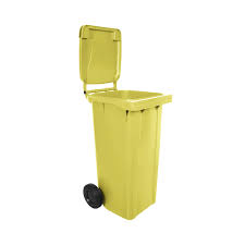 COLETORA PLASTICA 120L C/RODAS AMARELO USA PLAST - REF.:001456