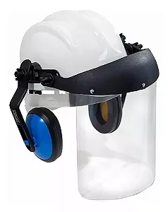 KIT PLASTCOR  PROTETOR FACIAL C/ABAFADOR E CAPACETE BRANCO CA34144/26023/31469
