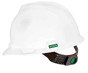 CAPACETE MSA BRANCO V-GARD ABA FRONTAL PUSH KEY SUSPENSAO SIMPLES C/JUGULAR CA498