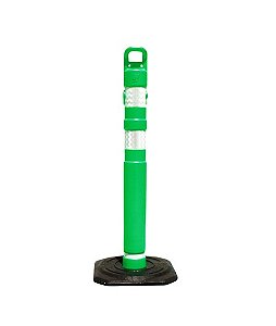 BALIZADOR CONICO TAM 1,15 M VERDE E BRANCO COM 2 FITAS REFLETIVA BASE DE BORRACHA 5 KG