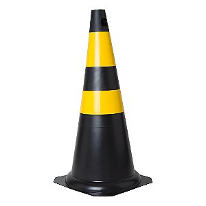 CONE PLASTCOR DE SINALIZACAO RIGIDO AMARELO E PRETO 75CM