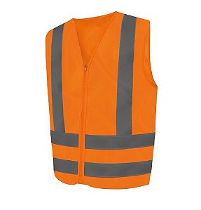 Colete Refletivo Laranja Super Safety com Zíper Alta Visibilidade para Construção Trânsito e Segurança