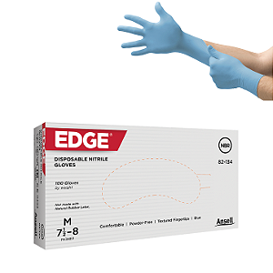 Luva Nitrílica Azul Ansell 82-134 CA 42653 com 100 Unidades Proteção EPI