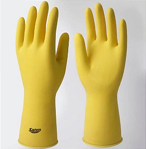 LUVA SANRO SOFT LATEX AMARELO FLOCADO 30CM M CA5129