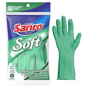 LUVA SANRO SOFT LATEX VERDE TAM P  CA:5129