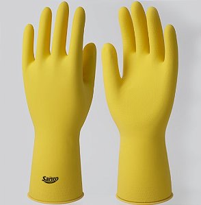 LUVA SANRO TOP LATEX AMARELO FLOCADO 30CM TAM 9/GG  CA40044