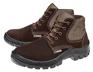 Bota Botina de Segurança Couro Nobuck Marrom com Bico de PVC Marluvas 50B26-BP CA 45611
