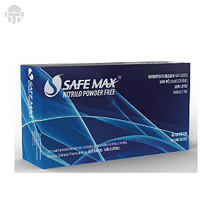 Luva Antialérgica Nitrilo Supermax Sem Pó Saúde e Estética Azul CA 50952