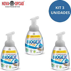 KIT SABONETE BIOGEX LIQUIDO ANTISSEPTICO 250ML C/3 UNIDADES