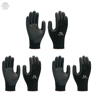KIT LUVA PU PRETA 1003 SS CA32034 TAM 7