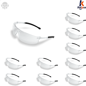 Kit 10 Oculos Segurança Incolor Kalipso Pallas Antiembaçante CA 15684