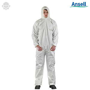 Macacão Pintura e Limpeza Branco Ansell Edge C/ Capuz Respirável CA 45613