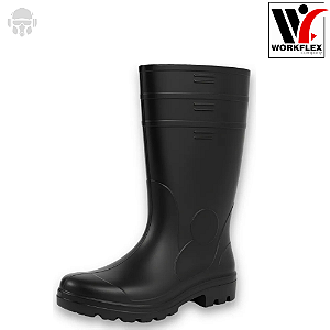 Bota PVC Workflex/Gênova Preta Cano Longo Sem Forro Impermeável CA 37154/39184 – EPI Profissional