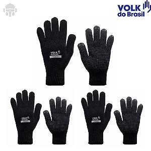 Kit 3 Luvas Cotton Black Volk 4 Fios Malha Pigmentada CA 36347 Tamanho Único – Antiderrapante e Conforto