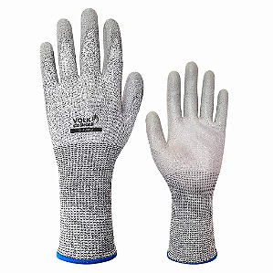 Luva Cut Volk Longa Cinza CA 48460 Anticorte para Manuseio de Chapas e Indústria Tam. 10