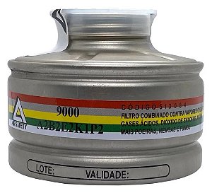 Filtro Químico Air Safety 9000 A2B2E2K1P2 Multigases e Partículas para Respiradores