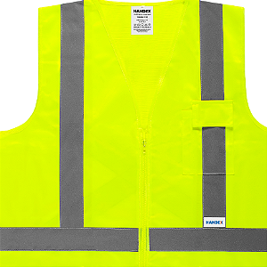 Colete Refletivo Amarelo Verde Handex com 1 Bolso Alta Visibilidade para Construção Trânsito e Segurança