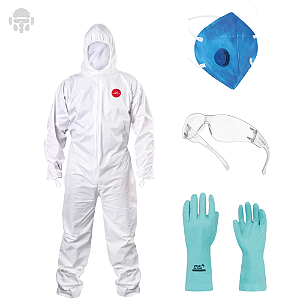 Kit EPI Completo Macacão Luva Óculos e Máscara - Pintura - Agricultura -  Dedetização - Limpeza