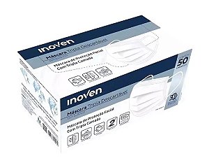 Kit Máscara Descartável Tripla Branca com Elástico Inoven - Proteção - Saúde - Estética - Hospital - Clinicas
