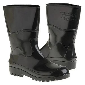 Bota Galocha PVC Workflex Preta Cano Médio Sem Forro CA 37154  para Construção Limpeza e Saneamento