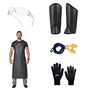Kit de Segurança Roçador - Perneira Avental Óculos Luva Protetor Auditivo