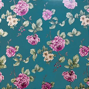 Papel De Parede Adesivo Flores Turquesa - 5M